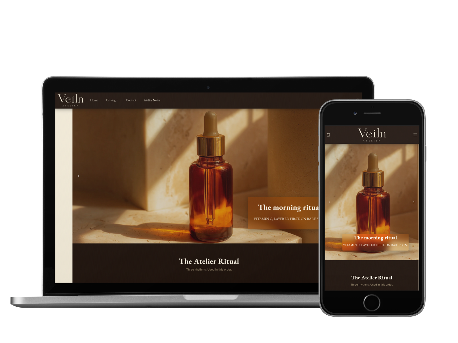 veiln.store — desktop and mobile preview